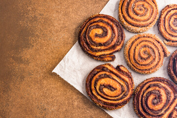 Freshly Baked Cinnamon Rolls with sesame