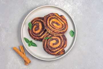 Freshly Baked Cinnamon Rolls with sesame