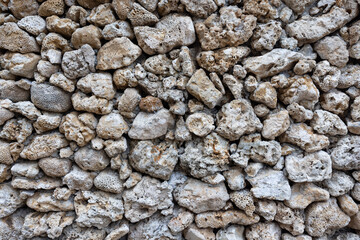Dry coral stone wall at outdoor