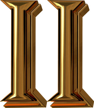 Roman numerals made of gold