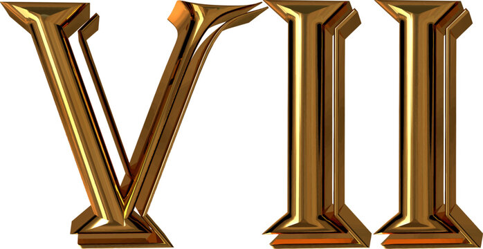 Roman numerals made of gold