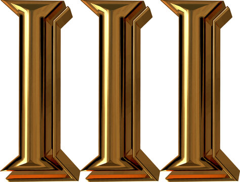 Roman numerals made of gold