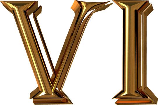 Roman numerals made of gold