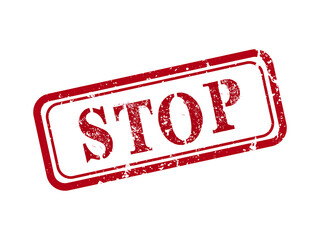 Stop grunge rubber stamp on white, vector illustration