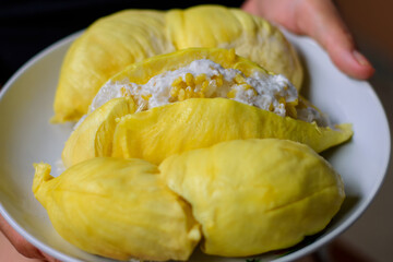 Durian eaten with sticky rice Popular menu in Thailand