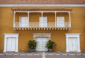 Construcción tradicional en Cartagena, Colombia.