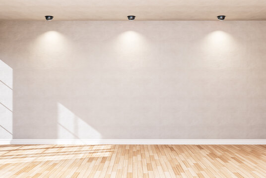 Empty room color wall and decorated with wooden floors.