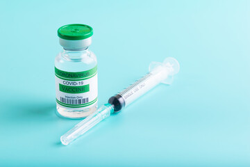 Vaccine bottle with Syringe for injection vaccine Covid-19 or Coronavirus