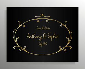 Vintage wedding invitation design. Vector template for card, poster.