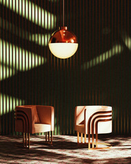 stylish mid century modern restaurant interior