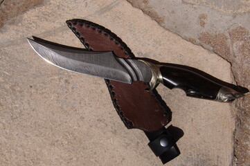 Close-up of handmade knife madein North Caucasus, Dagestan