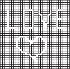 Fototapeta premium vector for background and texture of the word love and a heart on a black on white checkered background