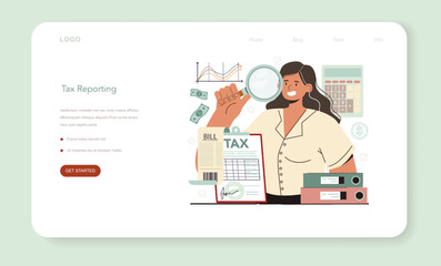 Fototapeta na wymiar Tax inspector web banner or landing page. Idea of accounting
