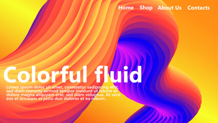 Modernes, farbenfrohes Flussbett. Wave Liquid Form auf gelben Hintergrund. Kunstdesign für Webseiten. Vektorgrafik EPS10