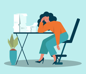 Procrastination concept. Lazy character laying or sleeping