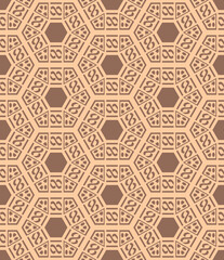 Abstract Hand Drawing Retro Hexagonal Geometric Shapes Seamless Vector Pattern Isolated Background