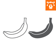 Banana line and solid icon, outline style icon for web site or mobile app, fruit and exotic, banana vector icon, simple vector illustration, vector graphics with editable strokes.