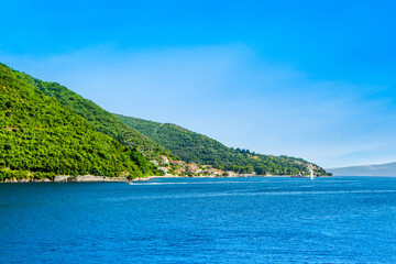 Beautiful summer landscape of the Bay of Kotor coastline - Boka Bay