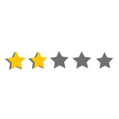 Two star rating yellow colour on pipe background