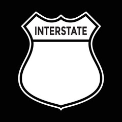 interstate highway sign, blank, red and blue, vector illustration