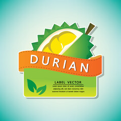 The durian fruit label, vector illustration