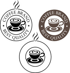 Round Coffee and Heart Icon with Text - Set 3