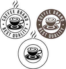 Round Coffee and Heart Icon with Text - Set 4