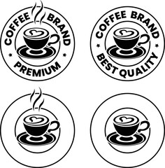 Round Coffee and Heart Icon with Text - Set 10