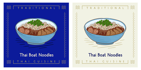Thai Boat Noodles in bowl - Thai food