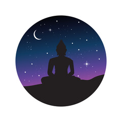 Buddha and nigh sky, logo icon
