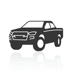 solid icons for Pickup truck and shadow,vector illustrations