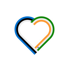 unity concept. heart ribbon icon of estonia and india flags. vector illustration isolated on white background
