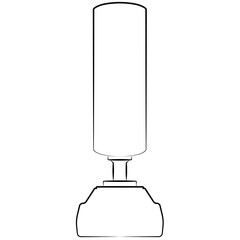 Punching bag, punchbag with stand for box training realistic sketch drawing, contour lines drawn sport equipment