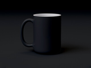 Obraz premium 3D illustration. Black porcelain mug isolated on black background