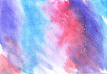 Colorful watercolor stripes at an angle on a white background. Dynamic abstract watercolor background. Illustration.