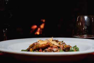 grilled meat with vegetables