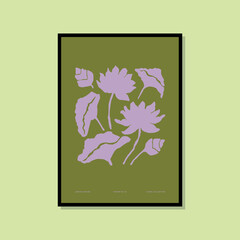 Abstract and colourful art poster with botanical illustration for wall art gallery