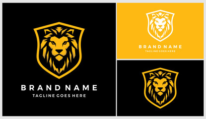 Lion shield logo vector template