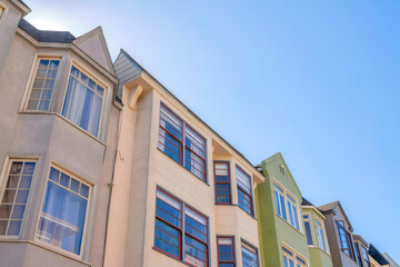 Adjacent houses with paned windows at San Francisco, California