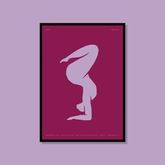 Abstract and colourful art poster with woman silhouette in yoga pose for wall art gallery
