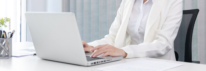 Operator agent with headsets working in a call center, Employee is chatting or giving advice and...