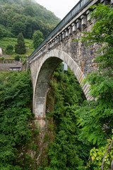 Fototapeta na wymiar bridge built in 1860 over a mountain gorge 