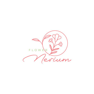 aesthetic art flower nerium logo design