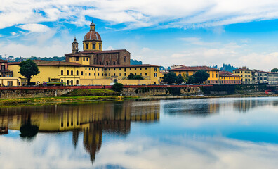 San Frediano in Cestello church with Arno river in Florence.