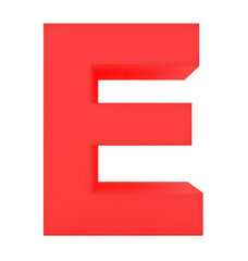 letter E 3d red isolated on white - 3d rendering