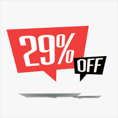 29% off discount sticker sale blue tag isolated vector illustration. discount offer price label, vector price discount symbol floating