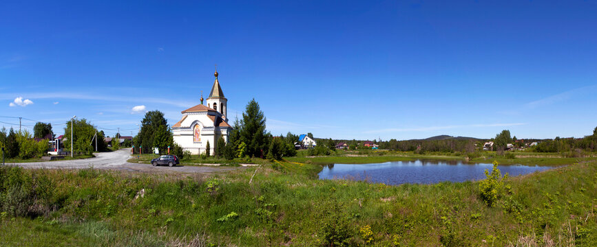 Church of St. Nicholas the Wonderworker on the bank of the pond. Nizhny Tagil. Sverdlovsk region. Russia