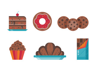 Pastry and Desserts Icons in Flat Design