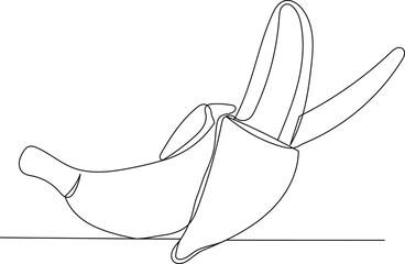 banana drawing by one continuous line vector