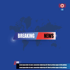 Background screen saver on breaking news. Breaking news live on world map background.
